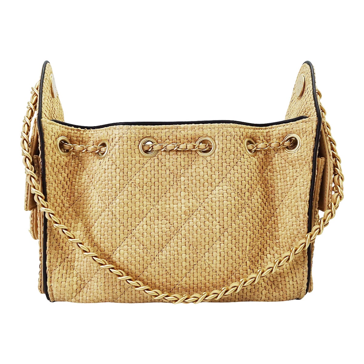 CHANEL Shoulder bag 25 Mini handbag Beige/Noir (Black) Braided raffia/calfskin/effect canvas Gold HW AS5631[BRAND NEW][Authentic]