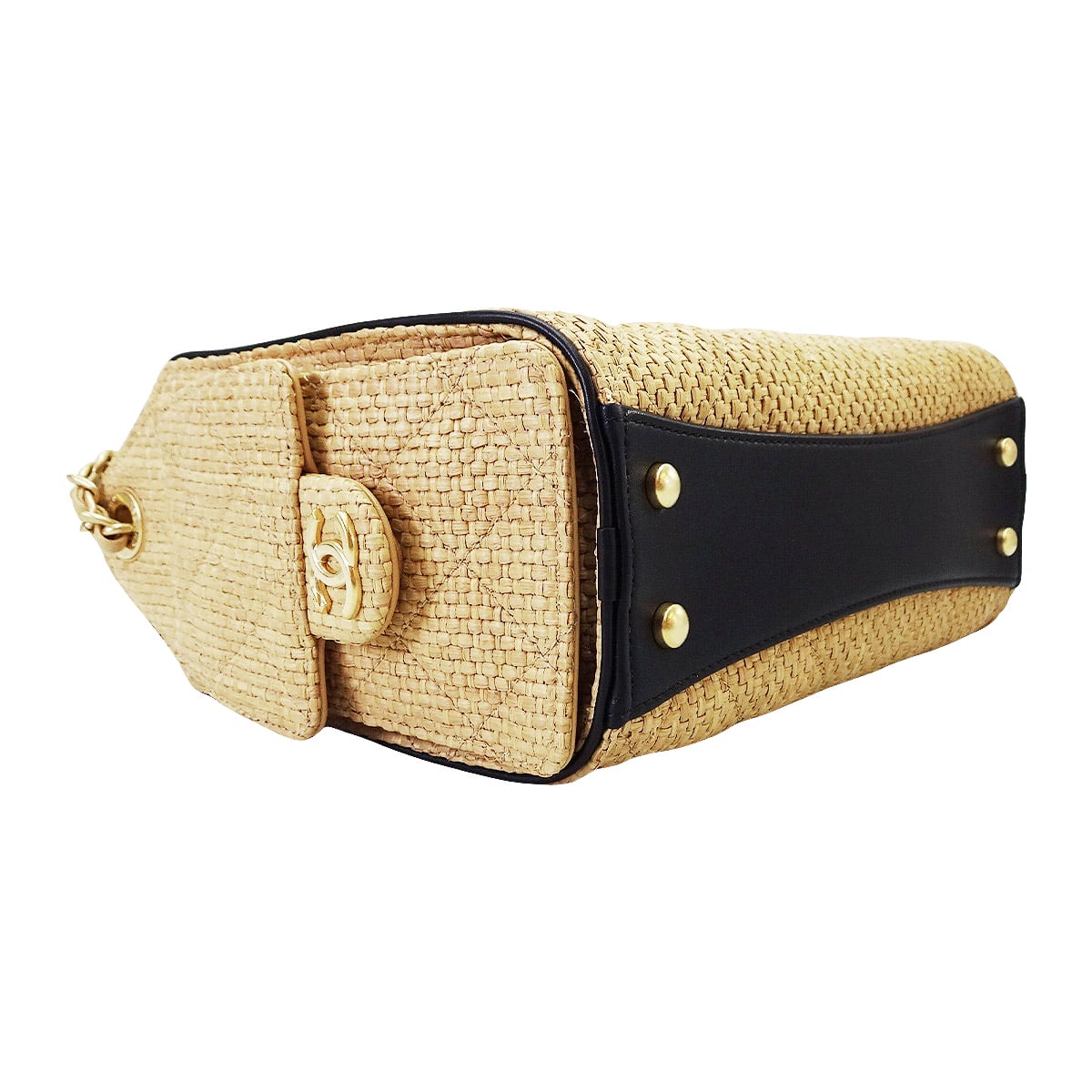 CHANEL Shoulder bag 25 Mini handbag Beige/Noir (Black) Braided raffia/calfskin/effect canvas Gold HW AS5631[BRAND NEW][Authentic]