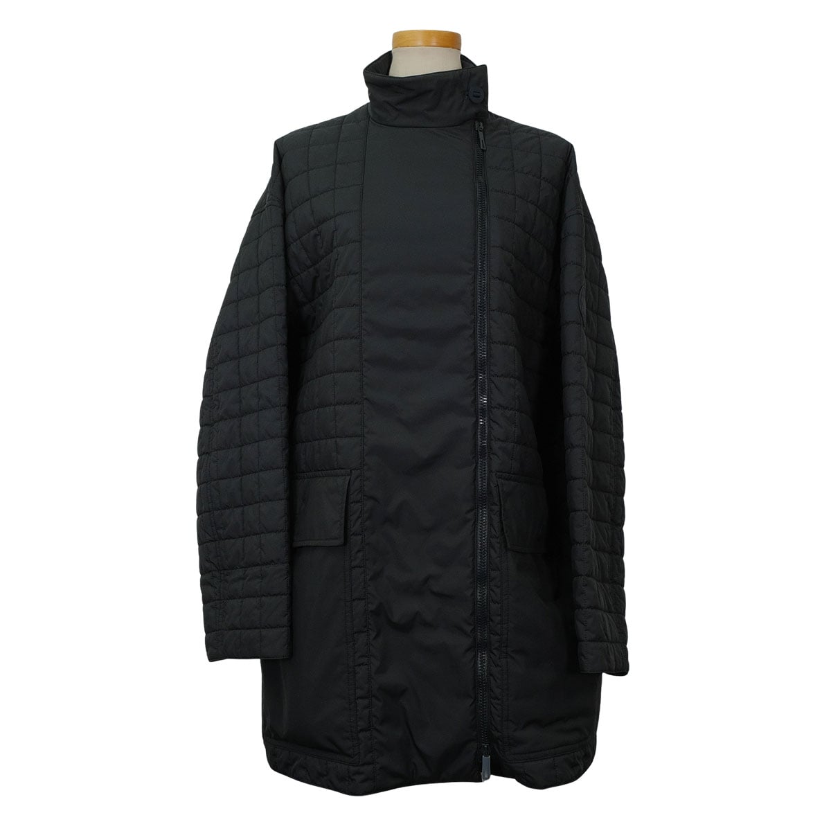2025AW HERMES Quilted coat with Clou de Selle button Noir (Black) Polyester #38[EXCELLENT][Authentic]