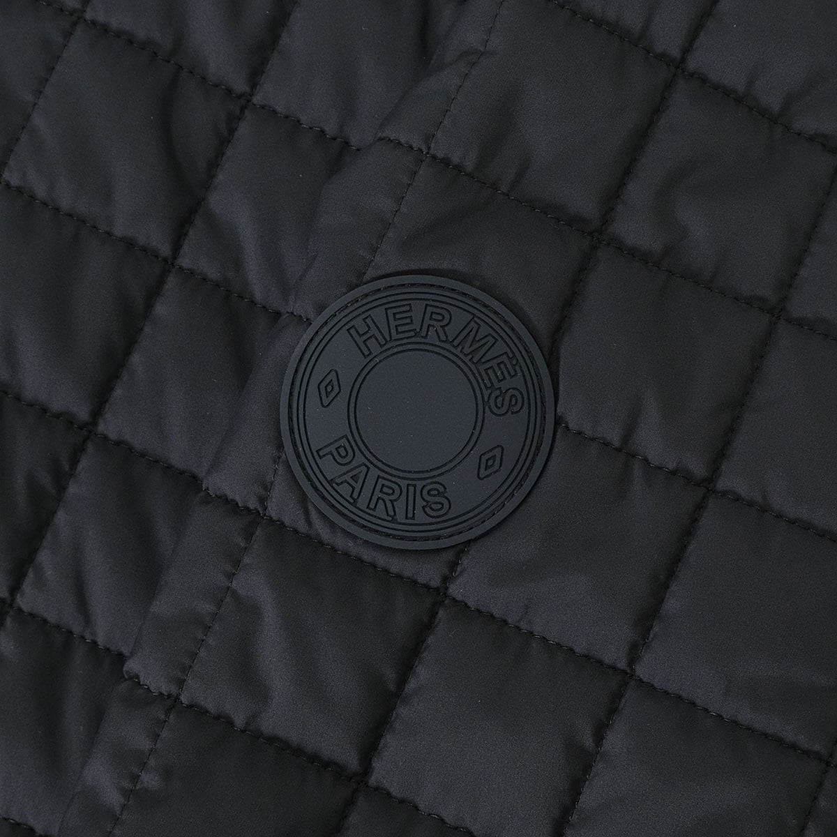2025AW HERMES Quilted coat with Clou de Selle button Noir (Black) Polyester #38[EXCELLENT][Authentic]