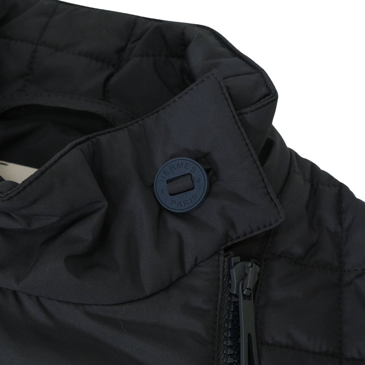 2025AW HERMES Quilted coat with Clou de Selle button Noir (Black) Polyester #38[EXCELLENT][Authentic]