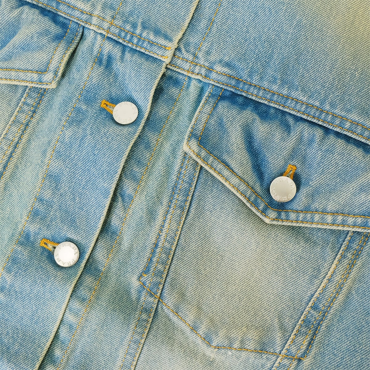 PRADA Denim jacket No collar Triangle logo Blue Cotton #L Silver HW GEB229[EXCELLENT][Authentic]