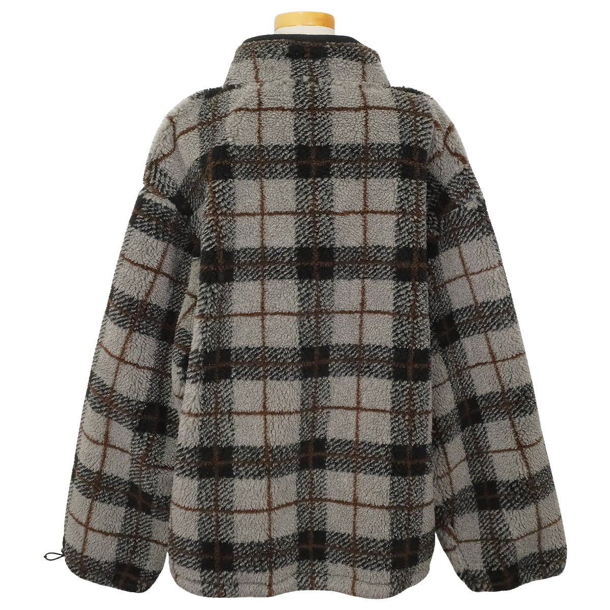 Miu Miu Tops Zip-Up Teddy Jacket in Check Grey/Noir (Black) Polyester/Wool #XL MJL042[EXCELLENT][Authentic]