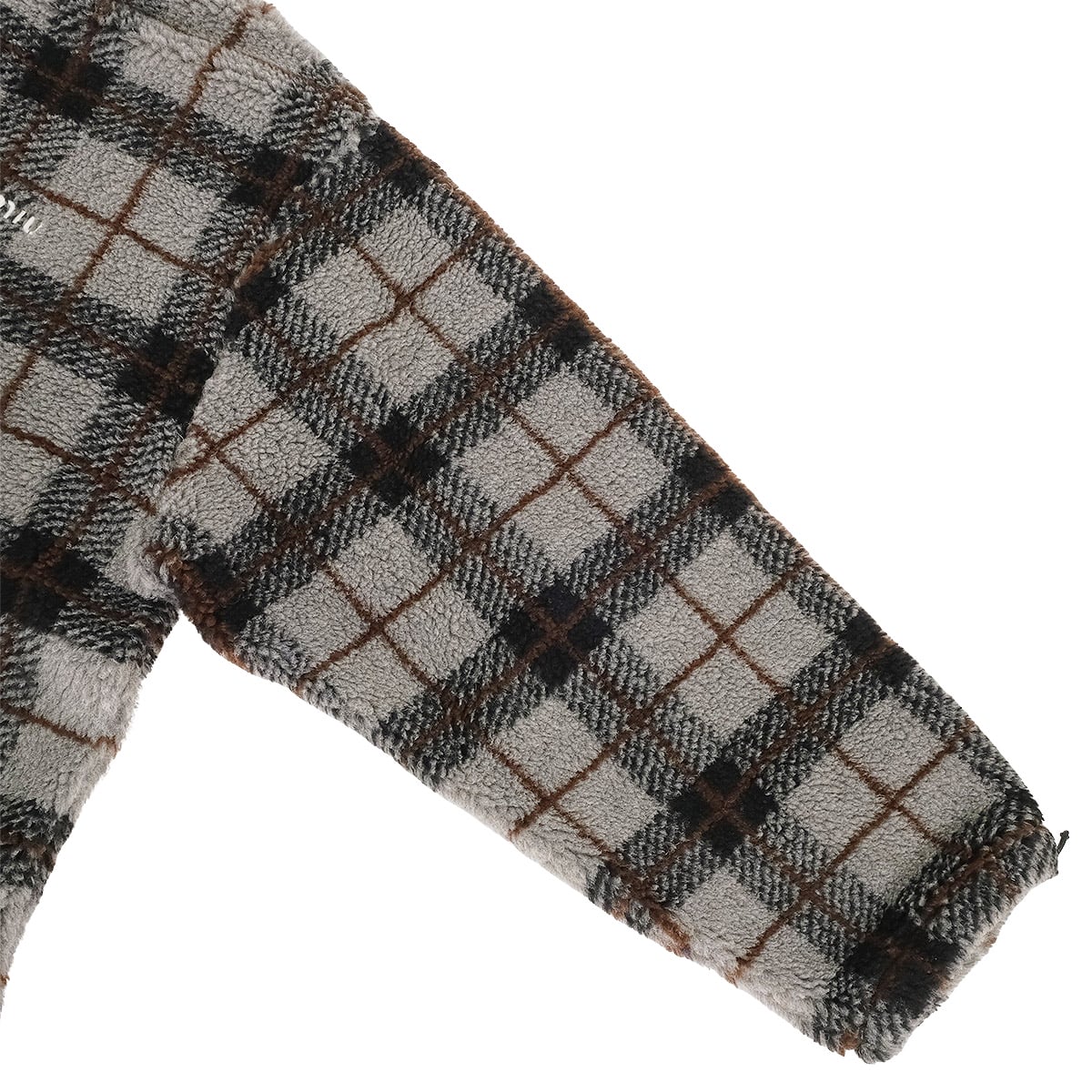 Miu Miu Tops Zip-Up Teddy Jacket in Check Grey/Noir (Black) Polyester/Wool #XL MJL042[EXCELLENT][Authentic]