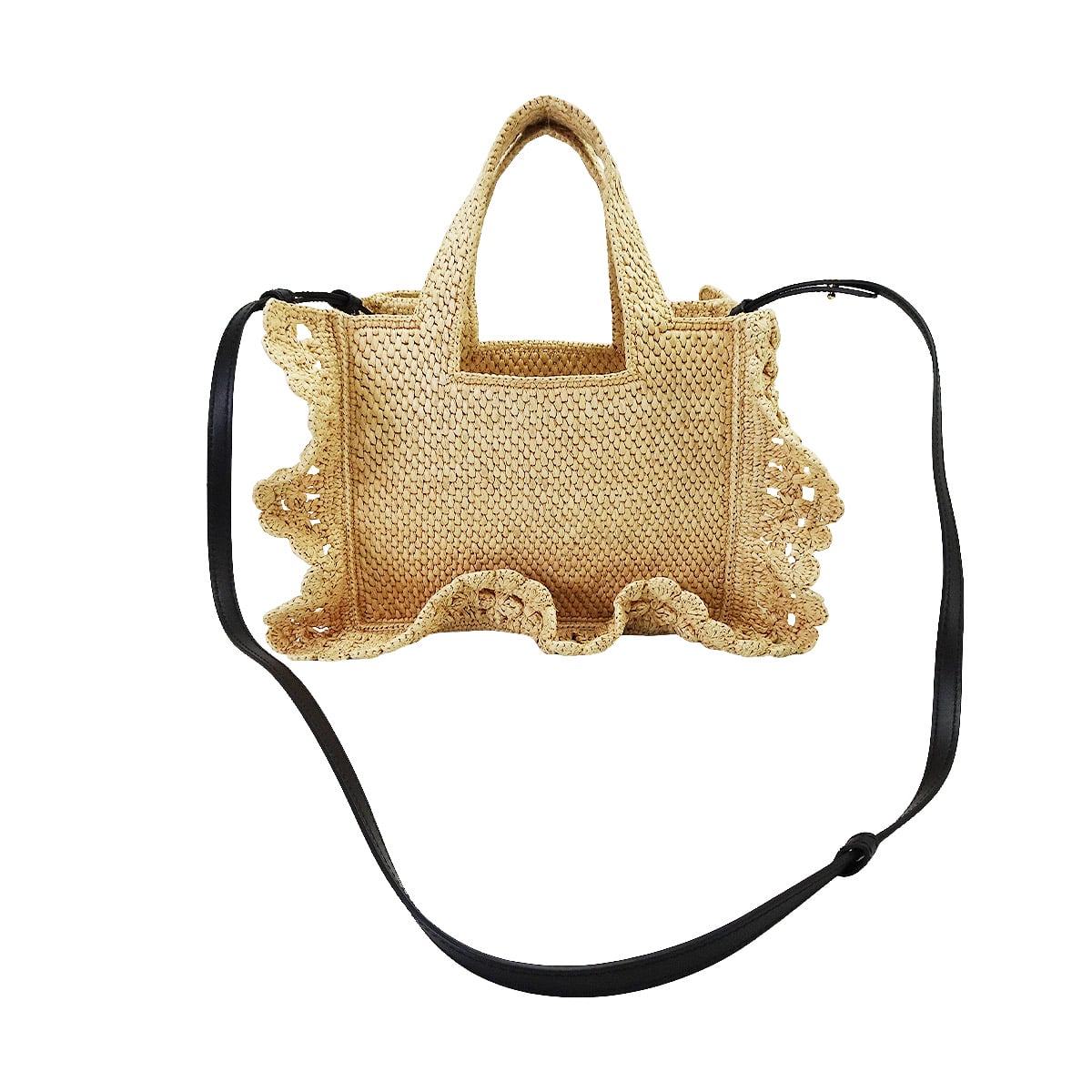 [Pre-loved] LOEWE Shoulder bag Fun Tote Small Frill Naturel Raffia ALF1859X25[LIKE NEW][Authentic]