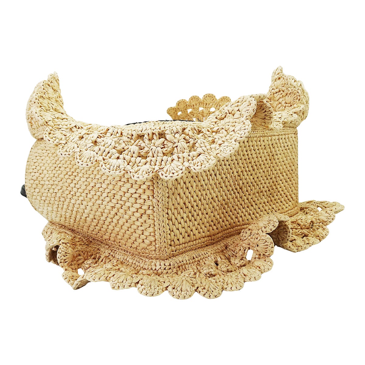 [Pre-loved] LOEWE Shoulder bag Fun Tote Small Frill Naturel Raffia ALF1859X25[LIKE NEW][Authentic]