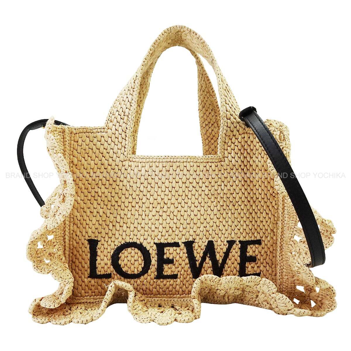 [Pre-loved] LOEWE Shoulder bag Fun Tote Small Frill Naturel Raffia ALF1859X25[LIKE NEW][Authentic]