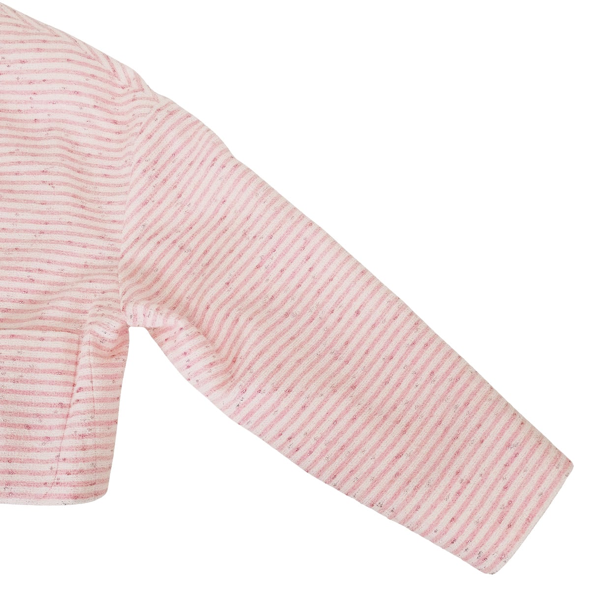 2024 Cruise CHANEL Plainly colored jacket COCO Button Tweed Stripe Pink/Blanc (White) #42 P76335[EXCELLENT][Authentic]