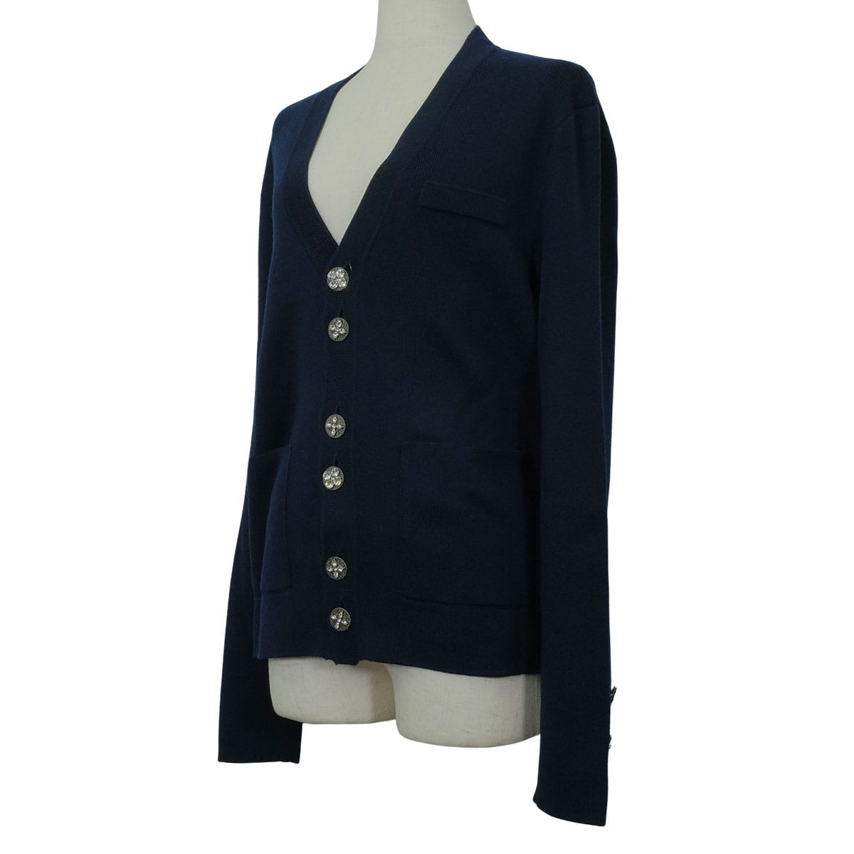 2024SS LOUIS VUITTON Cardigan with Jewel Button Navy Wool #S Silver HW 1AFIUK[EXCELLENT][Authentic]