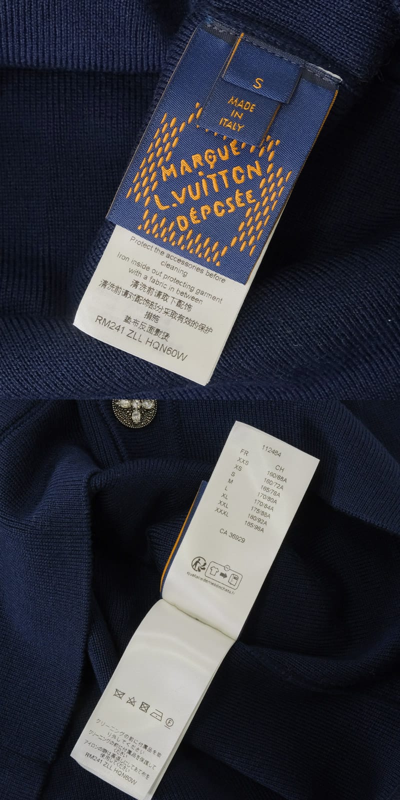 2024SS LOUIS VUITTON Cardigan with Jewel Button Navy Wool #S Silver HW 1AFIUK[EXCELLENT][Authentic]