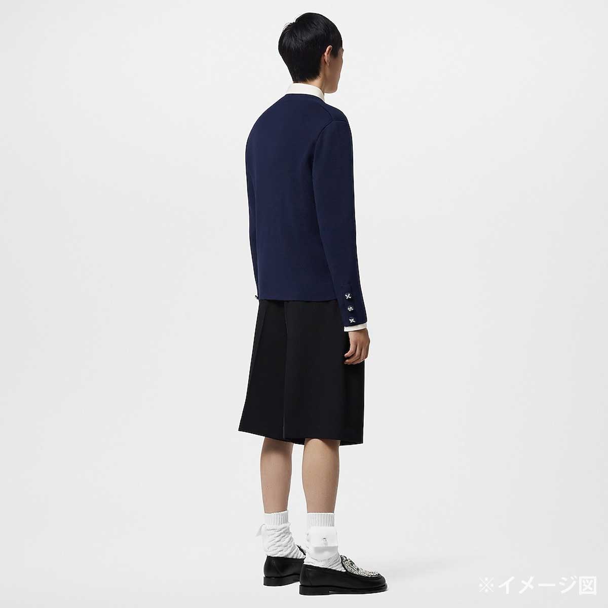 2024SS LOUIS VUITTON Cardigan with Jewel Button Navy Wool #S Silver HW 1AFIUK[EXCELLENT][Authentic]