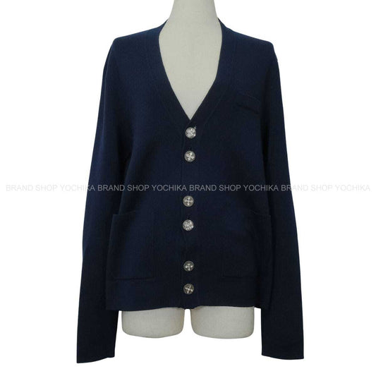 2024SS LOUIS VUITTON Cardigan with Jewel Button Navy Wool #S Silver HW 1AFIUK[EXCELLENT][Authentic]