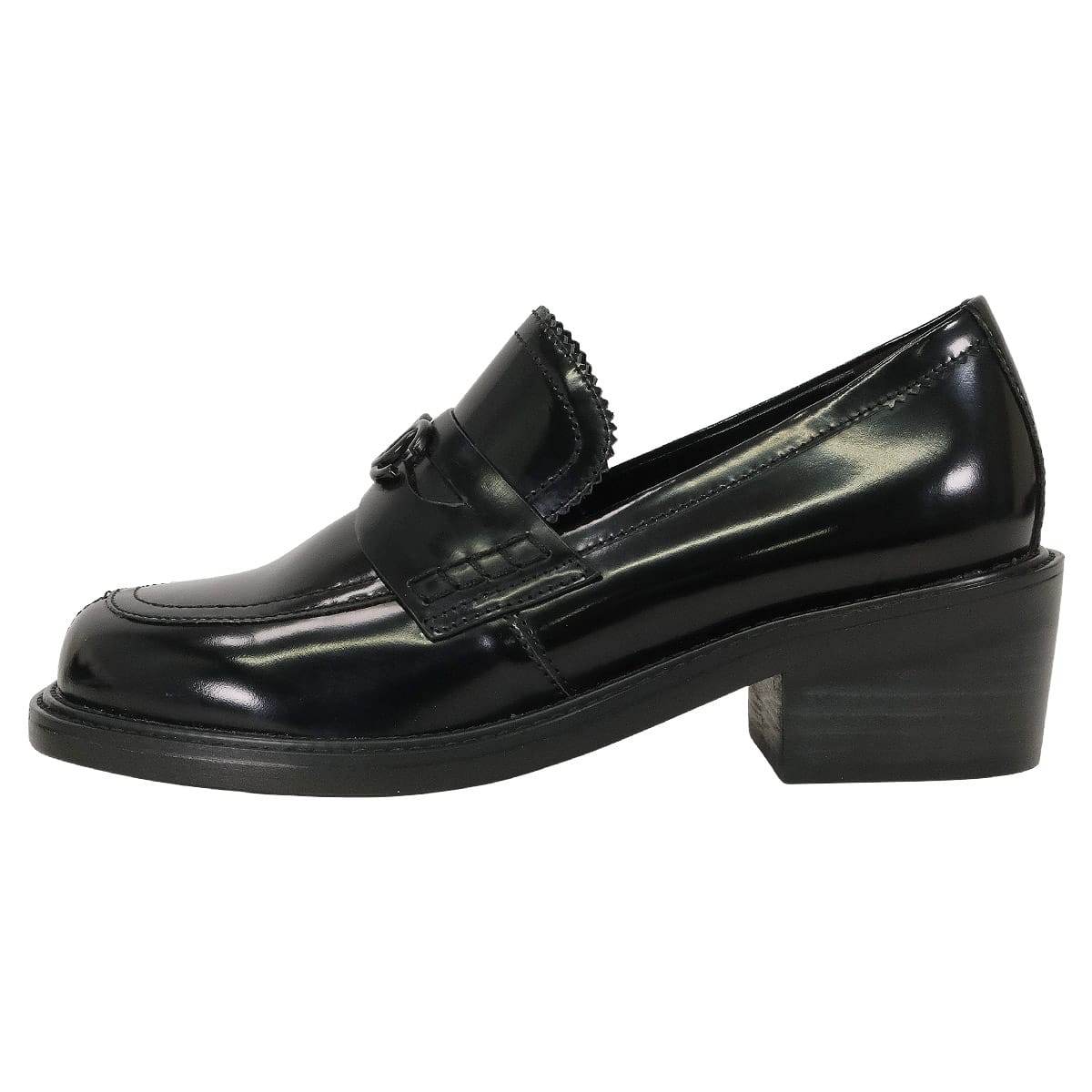 [Pre-loved] CHANEL loafers COCO mark So Black Platform Noir (Black) Calfskin #42[LIKE NEW][Authentic]
