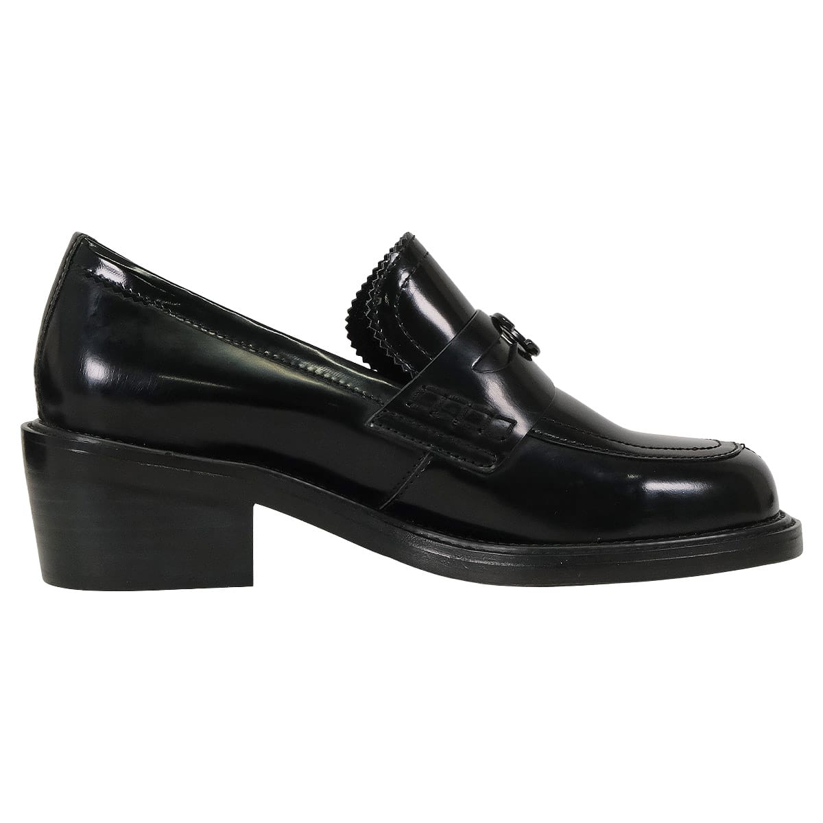 [Pre-loved] CHANEL loafers COCO mark So Black Platform Noir (Black) Calfskin #42[LIKE NEW][Authentic]