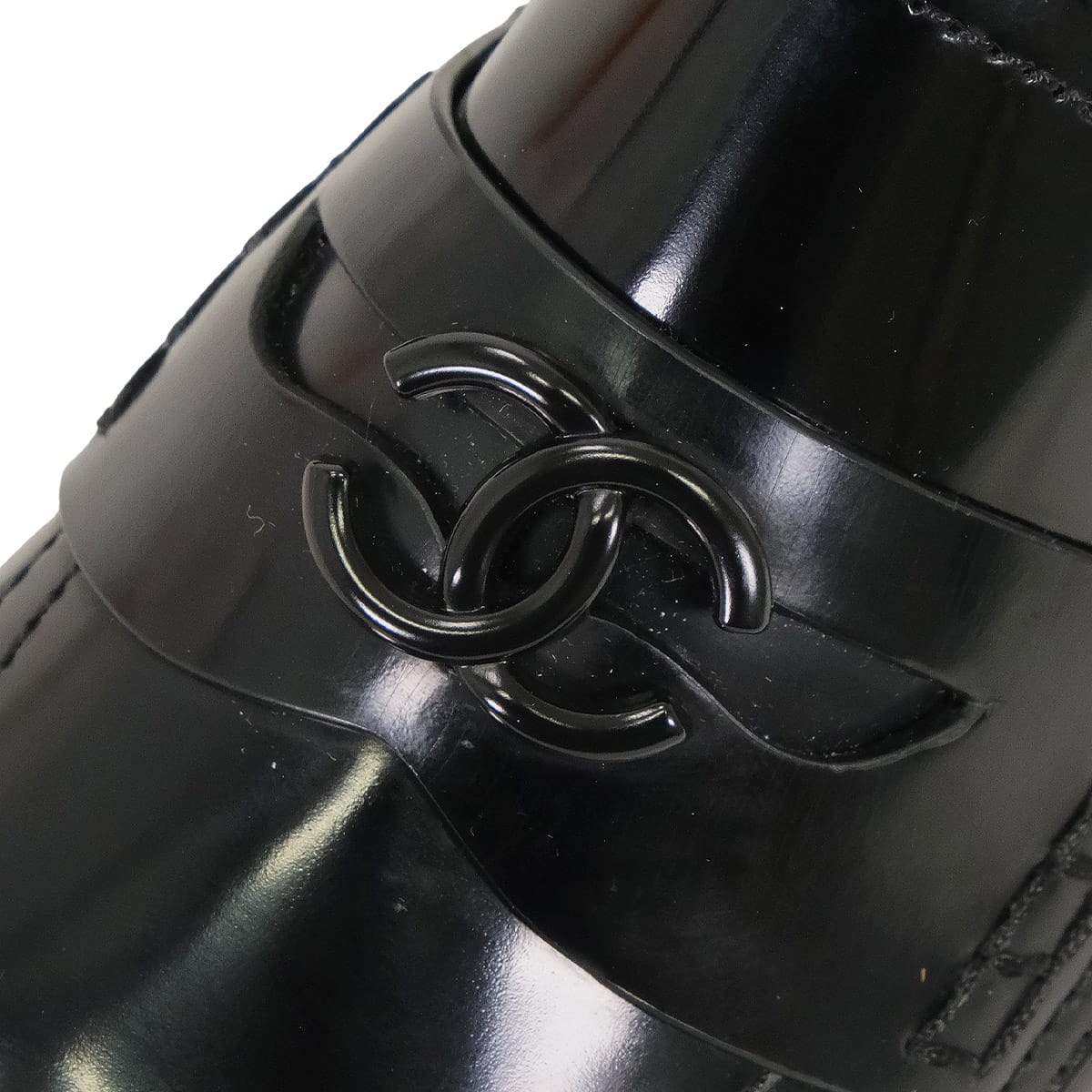 [Pre-loved] CHANEL loafers COCO mark So Black Platform Noir (Black) Calfskin #42[LIKE NEW][Authentic]