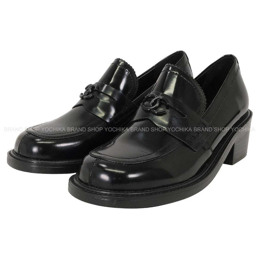[Pre-loved] CHANEL loafers COCO mark So Black Platform Noir (Black) Calfskin #42[LIKE NEW][Authentic]