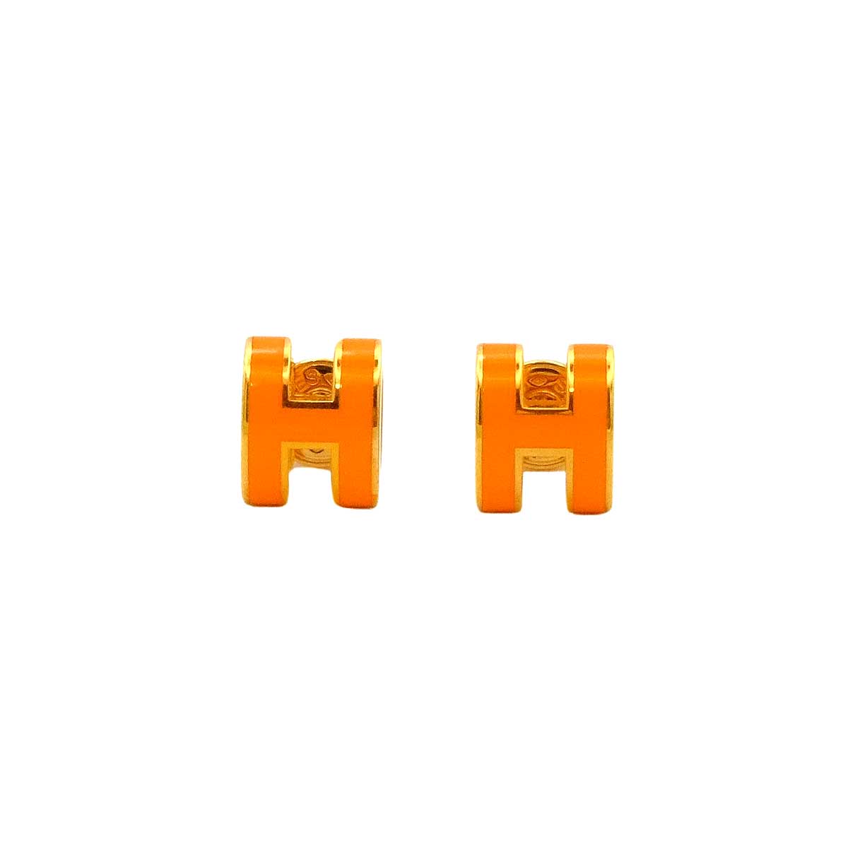 HERMES pierced earring Mini Pop H Earring Orange[BRAND NEW][Authentic]