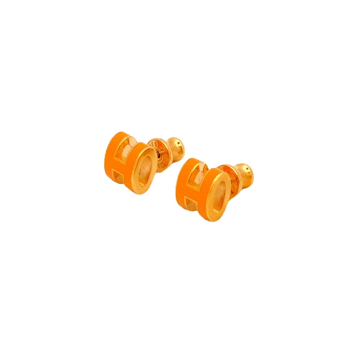 HERMES pierced earring Mini Pop H Earring Orange[BRAND NEW][Authentic]