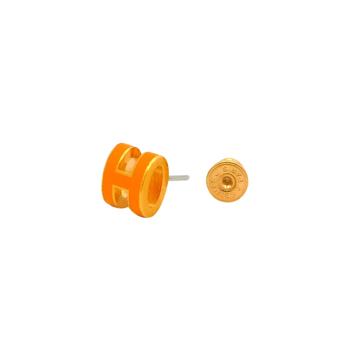 HERMES pierced earring Mini Pop H Earring Orange[BRAND NEW][Authentic]