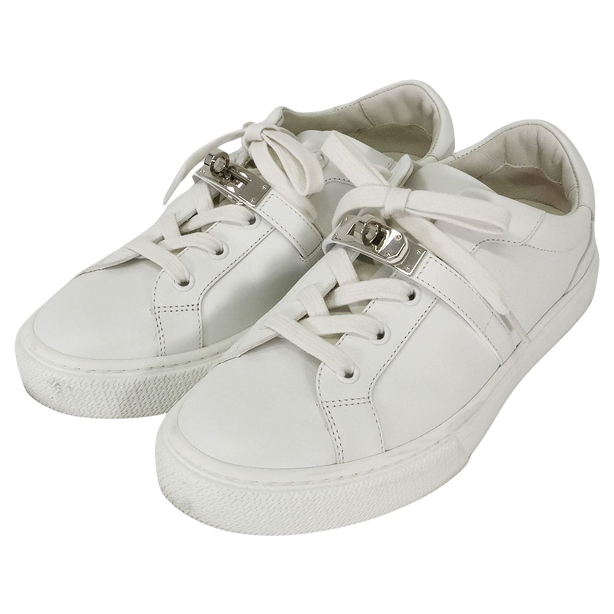 [Pre-loved] HERMES sneakers Day Blanc (White) Calfskin #37 Silver HW[LIKE NEW][Authentic]