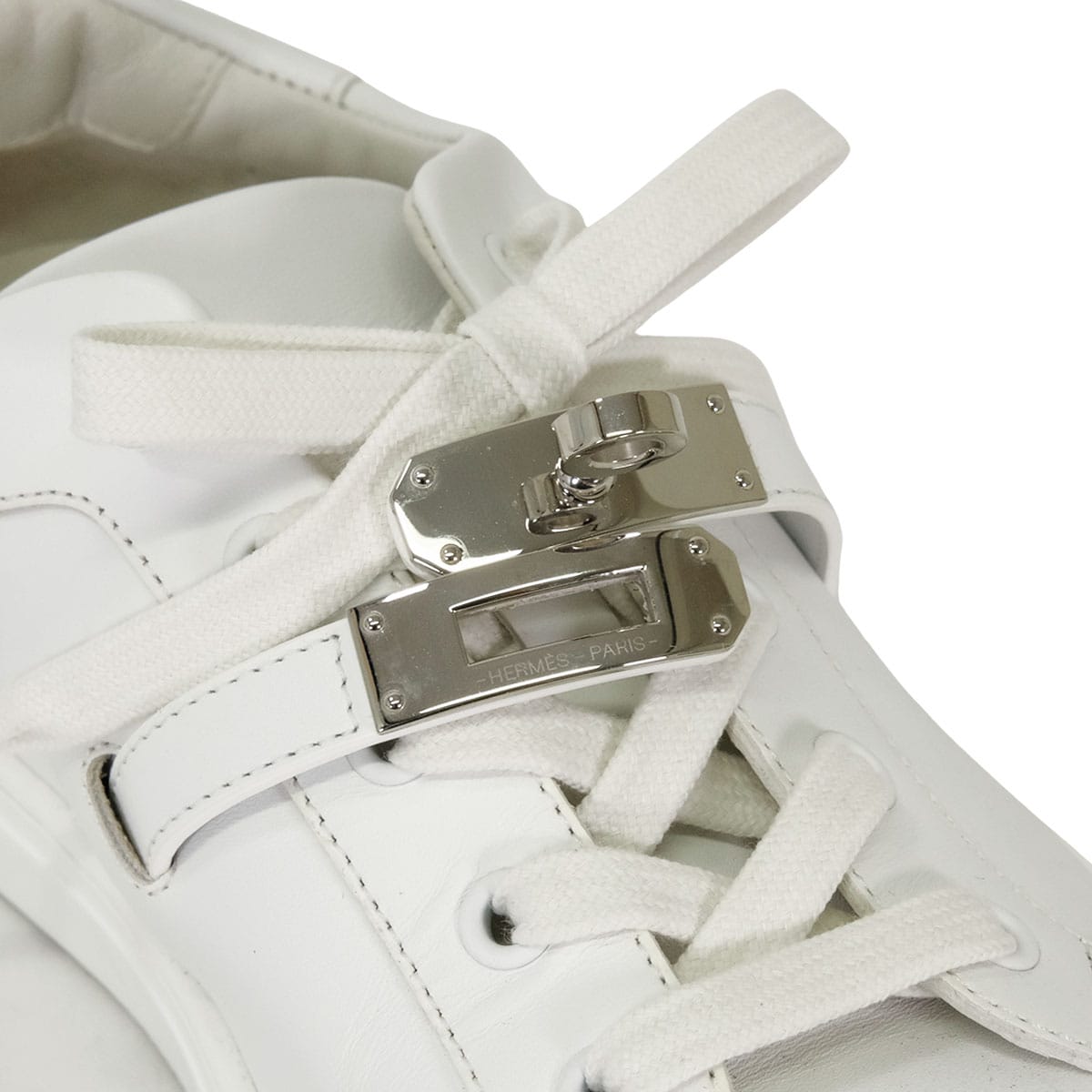 [Pre-loved] HERMES sneakers Day Blanc (White) Calfskin #37 Silver HW[LIKE NEW][Authentic]