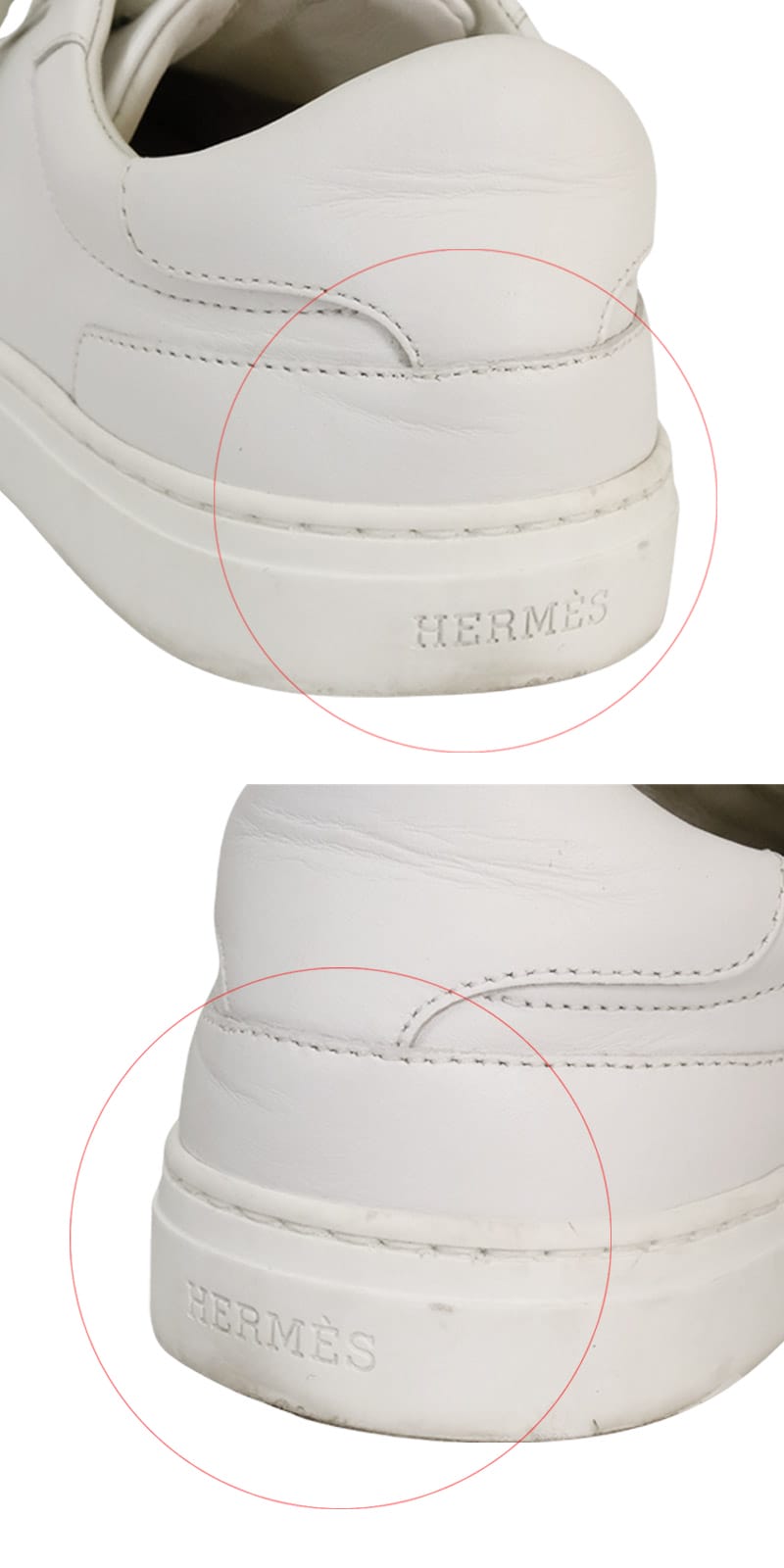 [Pre-loved] HERMES sneakers Day Blanc (White) Calfskin #37 Silver HW[LIKE NEW][Authentic]