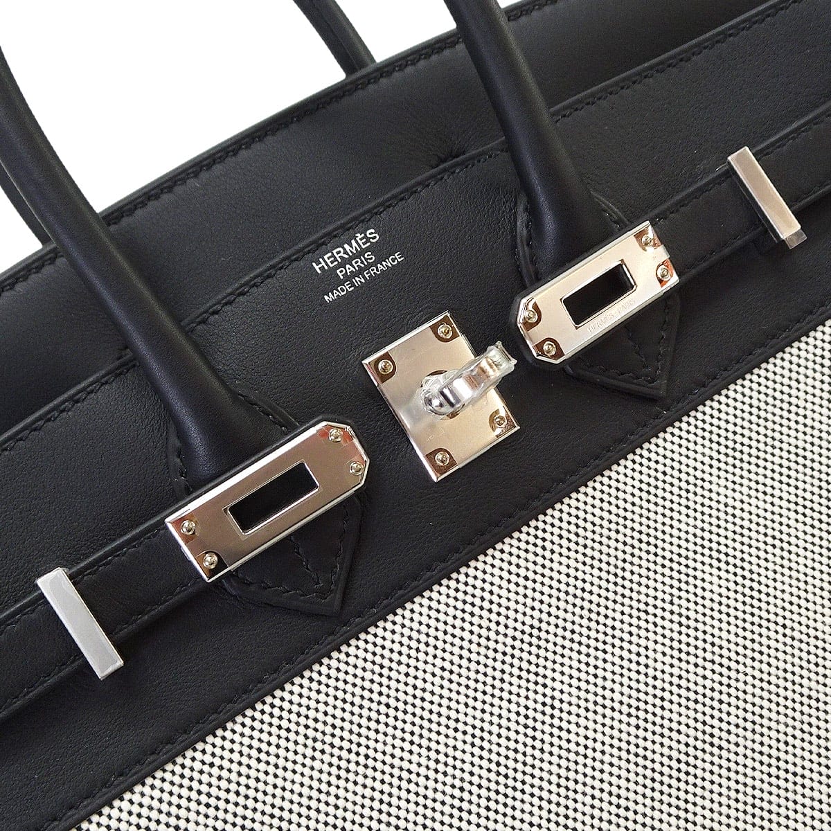 HERMES Handbag Birkin25 Noir (Black) Veau Swift/Toile H Silver HW Stamp K[BRAND NEW][Authentic]