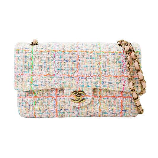 CHANEL Shoulder bag Matelasse 25 Multicolor Tweed Gold HW A01112[EXCELLENT][Authentic]