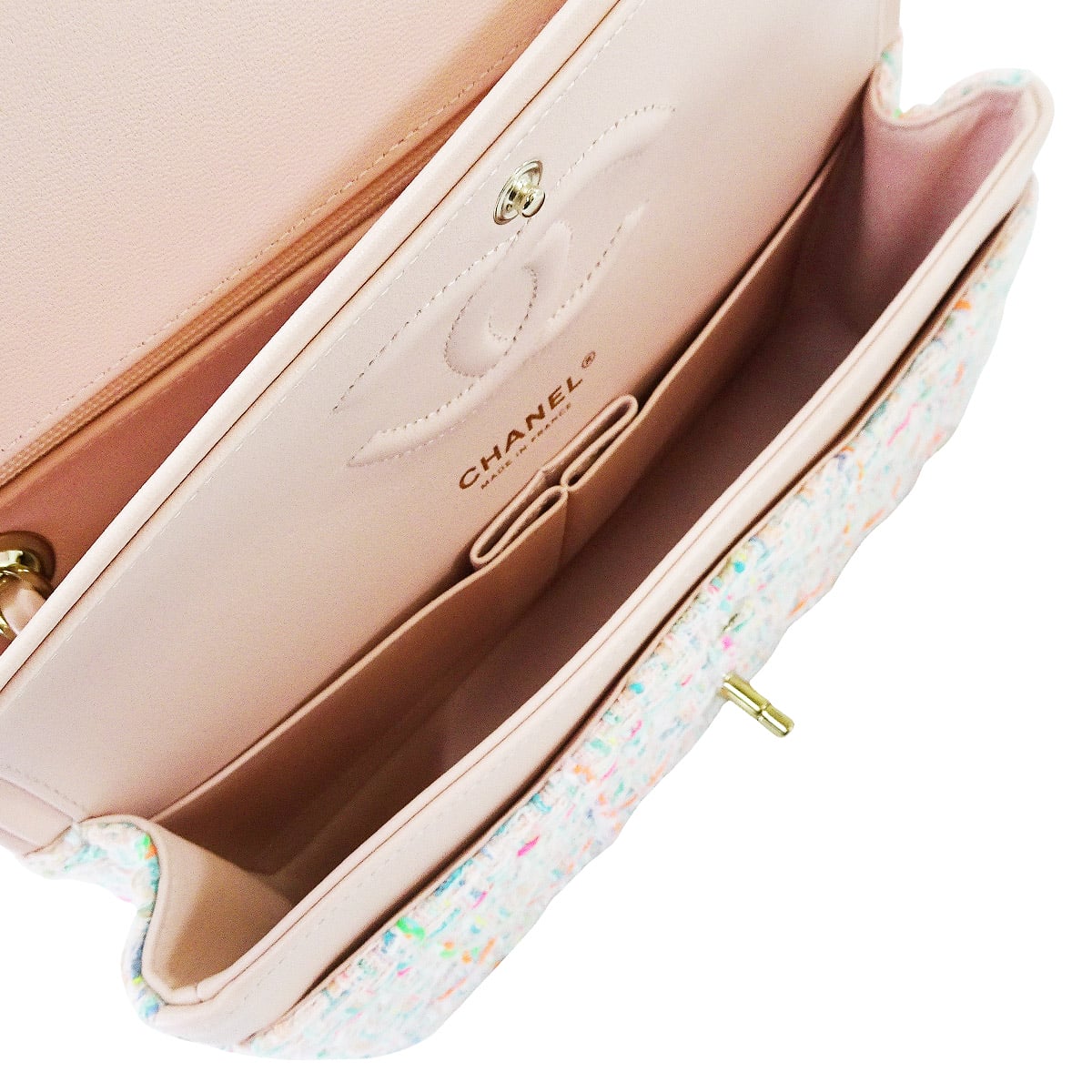 CHANEL Shoulder bag Matelasse 25 Multicolor Tweed Gold HW A01112[EXCELLENT][Authentic]