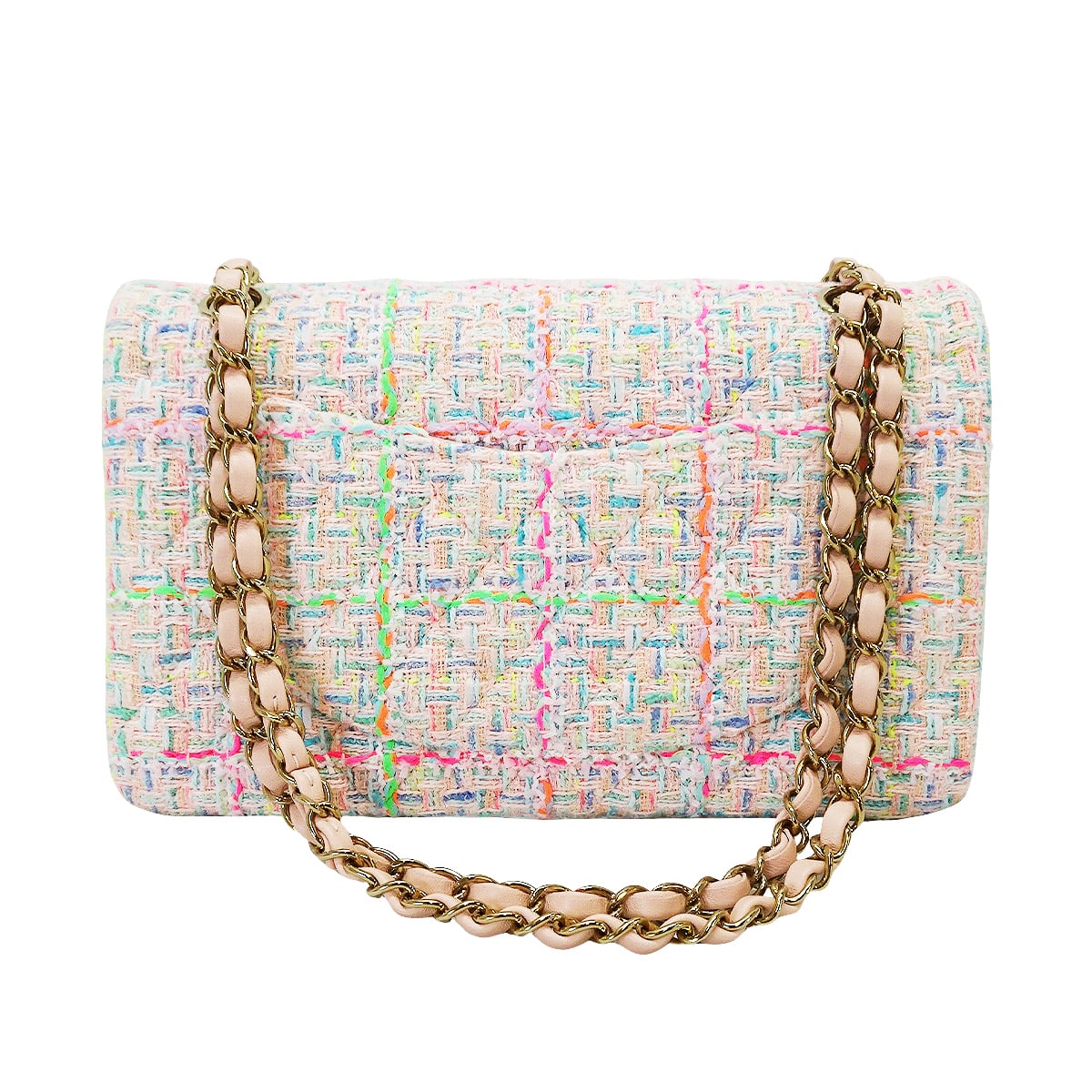 CHANEL Shoulder bag Matelasse 25 Multicolor Tweed Gold HW A01112[EXCELLENT][Authentic]