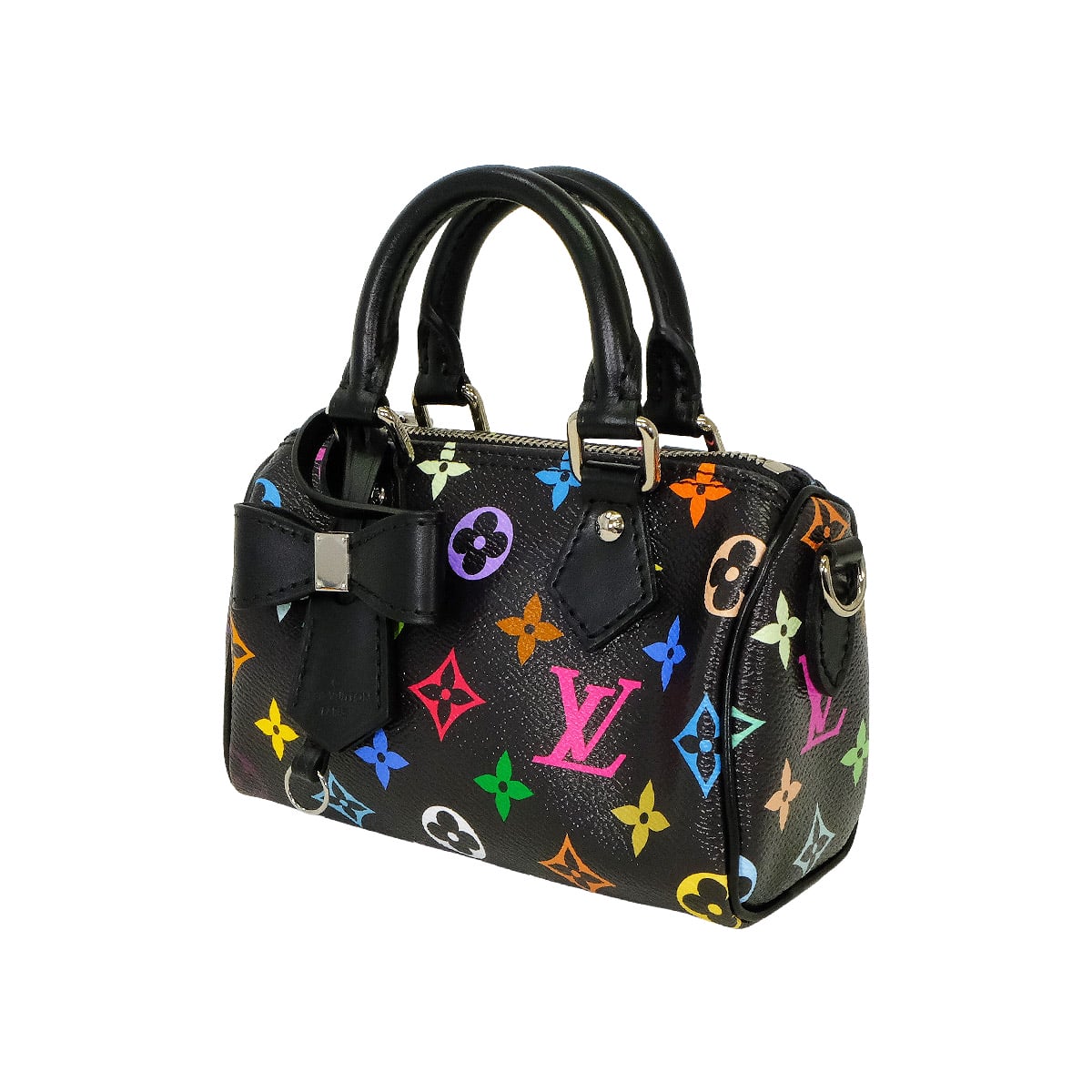 2025Limited LOUIS VUITTON Handbag LV×TM Murakami Takashi Nano Speedy Bandouliere Noir (Black)/Multicolor Monogram Canvas Silver HW M13406[BRAND NEW][Authentic]