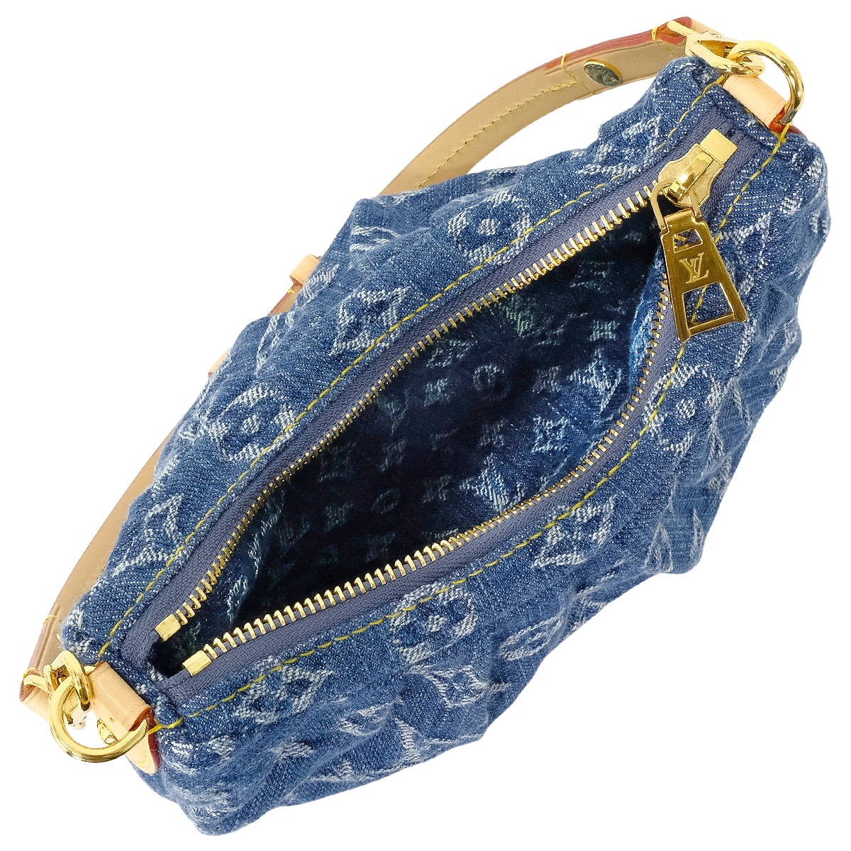 2025SS limited LOUIS VUITTON Shoulder bag Pochette Valet Blue Monogram Denim Champagne Gold HW M13571[EXCELLENT][Authentic]