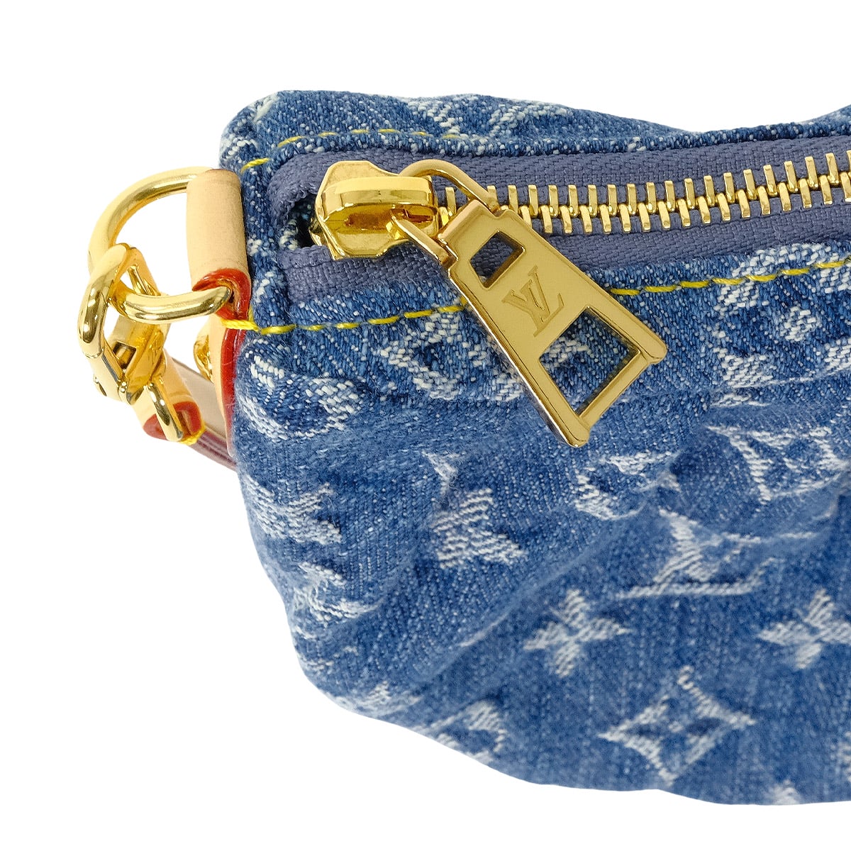 2025SS limited LOUIS VUITTON Shoulder bag Pochette Valet Blue Monogram Denim Champagne Gold HW M13571[EXCELLENT][Authentic]
