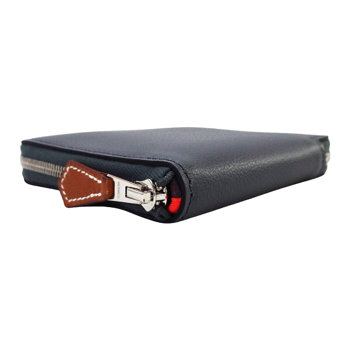 HERMES Bi-fold wallet Azap Silk'in Compact Faubourg Rainbow Gris Misty/Beige Marfa/Prunoir Evercolor/Veau Barenia/Silk Silver HW Stamp W[EXCELLENT][Authentic]