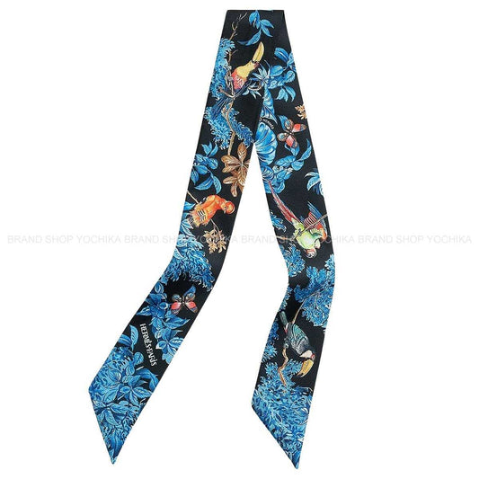2026SS HERMES scarf Twilly EQUATEUR Noir (Black)/Blue/Multicolor Silk100%[BRAND NEW][Authentic]
