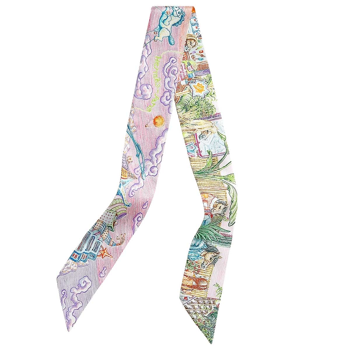 2026SS HERMES scarf Twilly City of LightPink/Violet/Multicolor Silk100%[BRAND NEW][Authentic]
