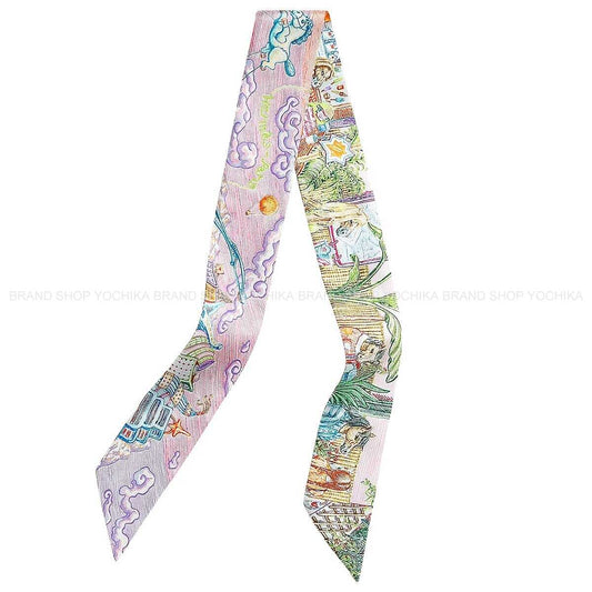 2026SS HERMES scarf Twilly City of LightPink/Violet/Multicolor Silk100%[BRAND NEW][Authentic]