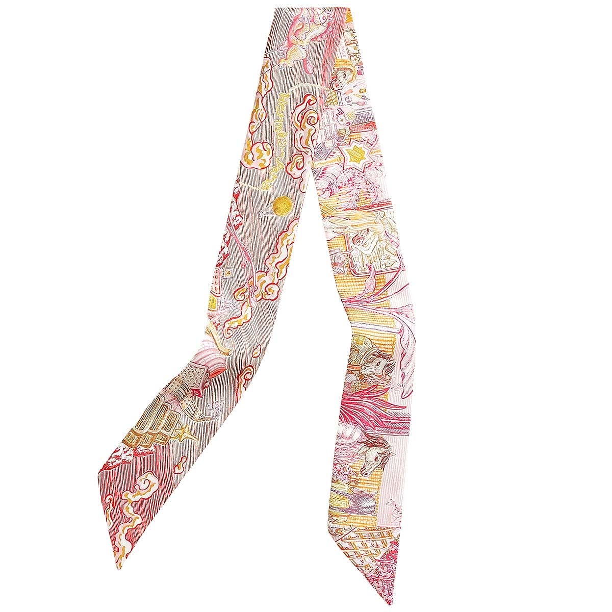 2026SS HERMES scarf Twilly City of Light Pink/Jaune d'Or/Red