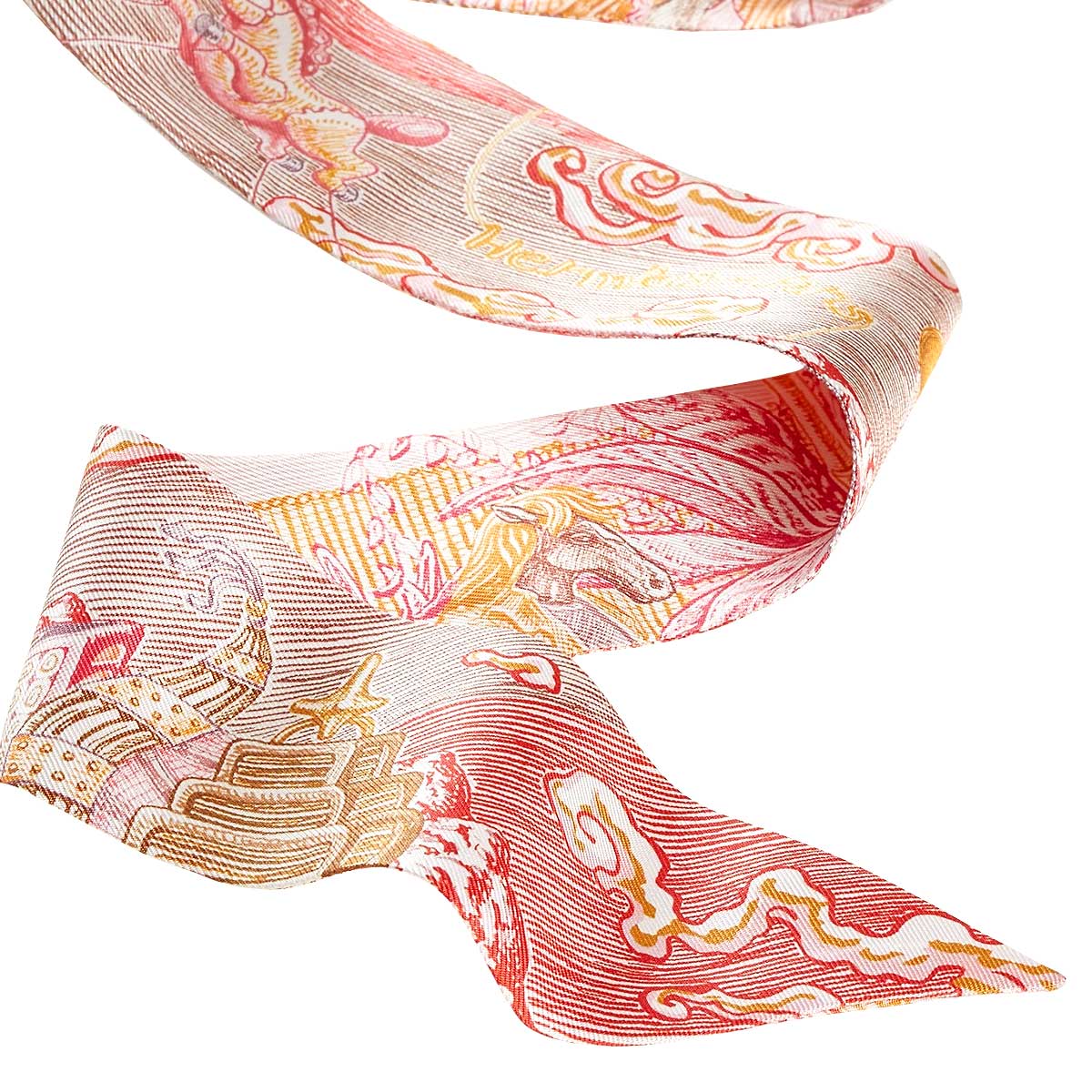 2026SS HERMES scarf Twilly City of Light Pink/Jaune d'Or/Red Silk100%[BRAND NEW][Authentic]