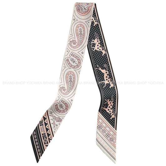 2026SS HERMES scarf Twilly CHEVAL de COEUR Bandana Noir (Black)/Blanc (White)/Vieux rose Silk100% H064259S 07[BRAND NEW][Authentic]