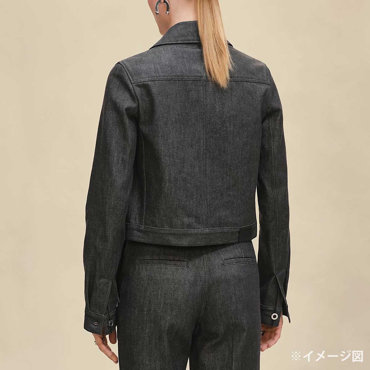 HERMES Denim jacket Ladies Crew de Sel Sellier ButtonGris/Charbon Cotton #38 5H0258DI[BRAND NEW][Authentic]