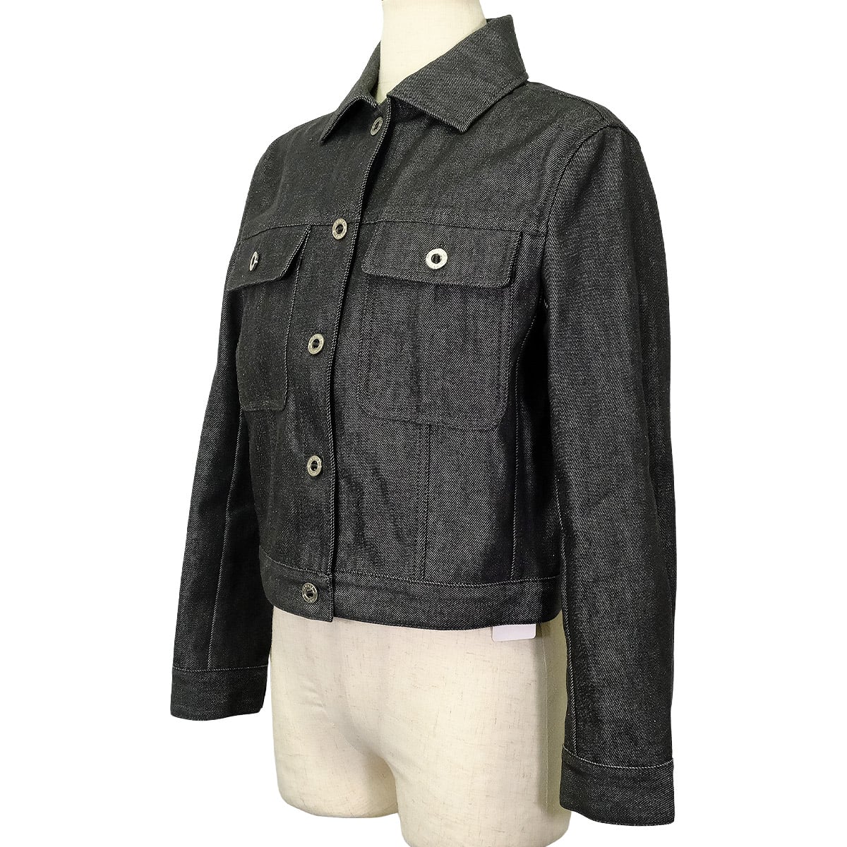 HERMES Denim jacket Ladies Crew de Sel Sellier ButtonGris/Charbon Cotton #38 5H0258DI[BRAND NEW][Authentic]