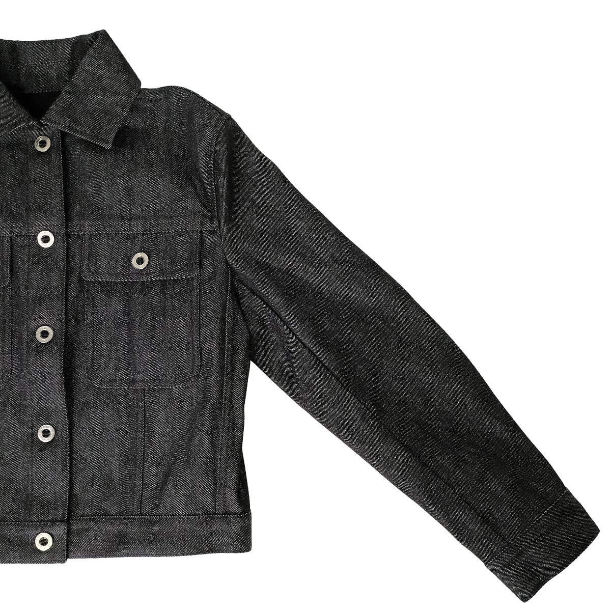 HERMES Denim jacket Ladies Crew de Sel Sellier ButtonGris/Charbon Cotton #38 5H0258DI[BRAND NEW][Authentic]