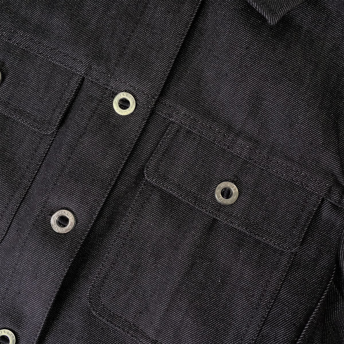 HERMES Denim jacket Ladies Crew de Sel Sellier ButtonGris/Charbon Cotton #38 5H0258DI[BRAND NEW][Authentic]