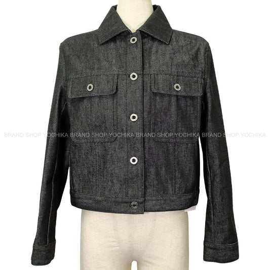 HERMES Denim jacket Ladies Crew de Sel Sellier ButtonGris/Charbon Cotton #38 5H0258DI[BRAND NEW][Authentic]