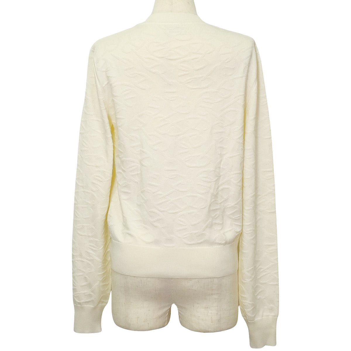 2024SS HERMES Cardigan Knit Chaine D'ancre All-over pattern Blanc (White) Silk/Cotton #36 Silver HW[EXCELLENT][Authentic]