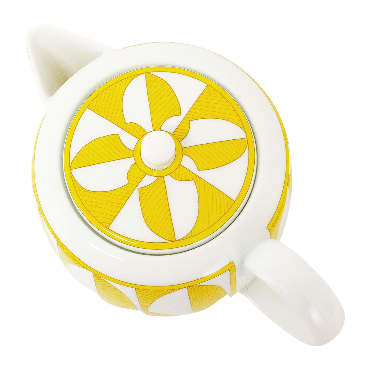 HERMES tableware Soleil de Hermes Teapot 1050ml Jaune/Blanc (White) Porcelain[BRAND NEW][Authentic]