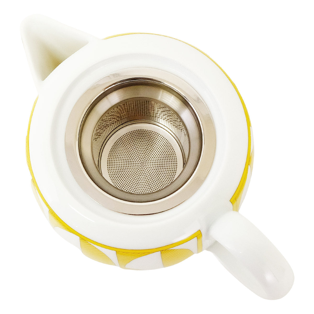 HERMES tableware Soleil de Hermes Teapot 1050ml Jaune/Blanc (White) Porcelain[BRAND NEW][Authentic]