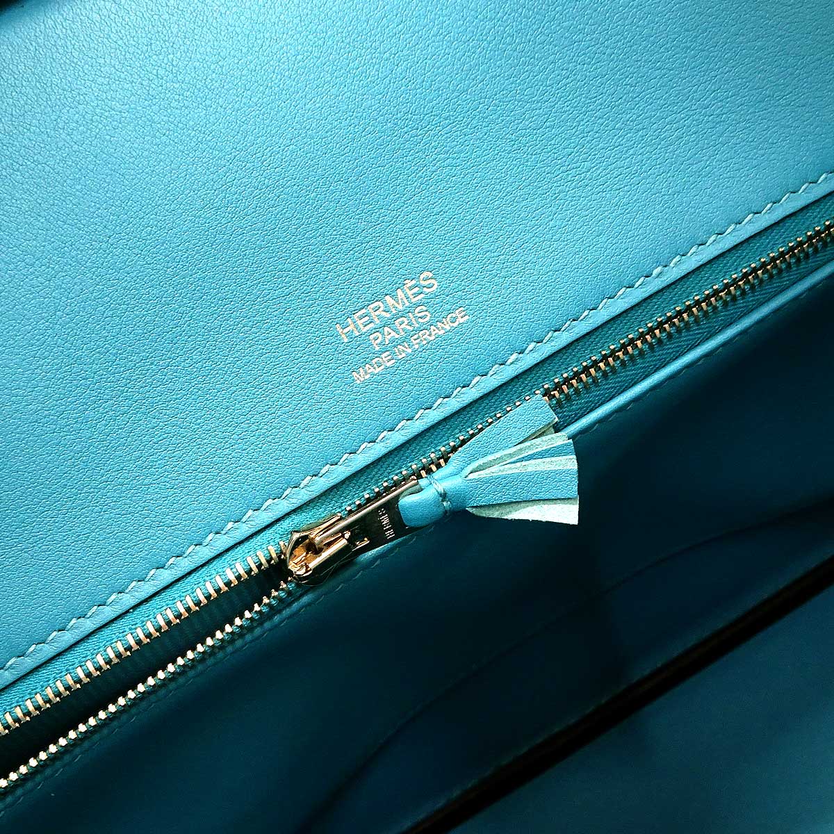 HERMES Handbag Birkin30 Ghillies Turquoise Veau Togo/Veau Swift Silver HW Stamp X[EXCELLENT][Authentic]