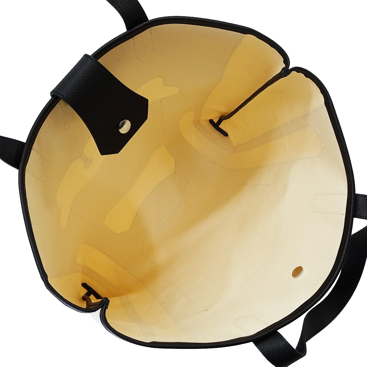 HERMES tote bag Petit h Sac De Coupe Monsieur B Ecru/Noir (Black) Toile H/Veau Epsom[EXCELLENT][Authentic]